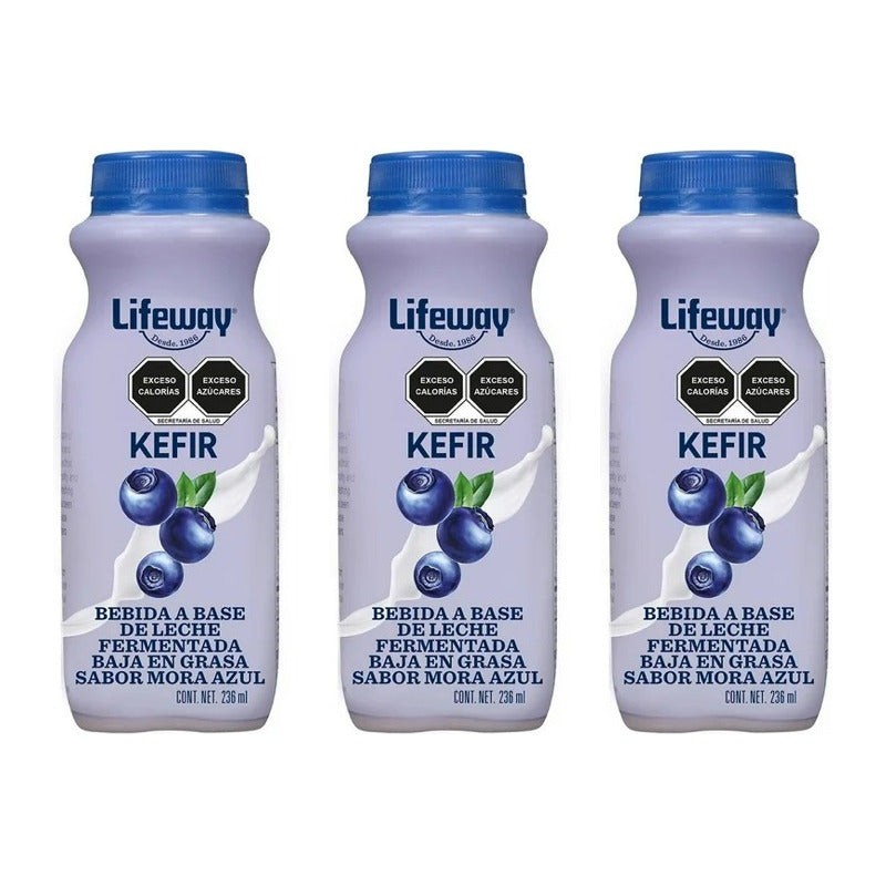 Bebida Lifeway Kefir Sabor Mora Azul 12 Piezas De 236ml