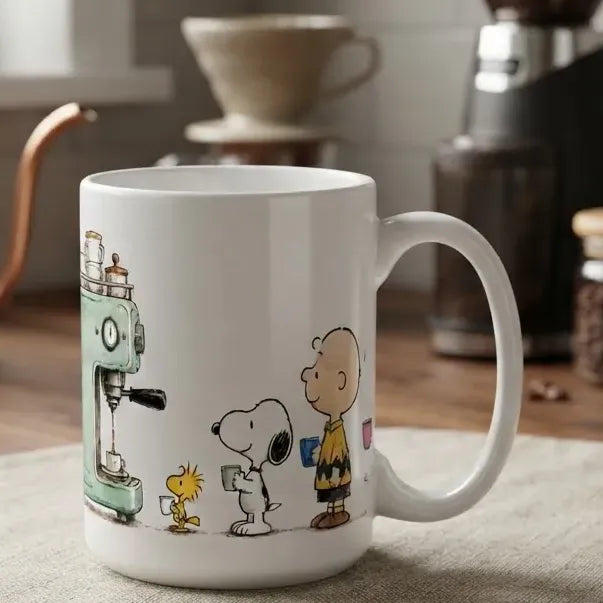 Taza De Cerámica Snoopy Y Charlie Brown Peanuts Blanco Snoopy
