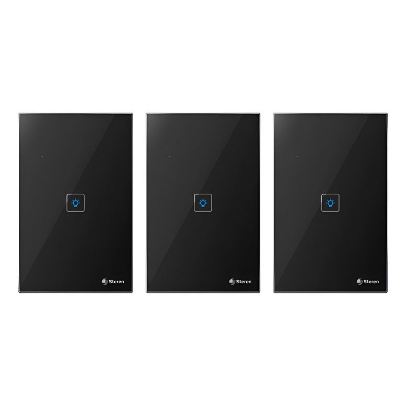 Carátula Para Apagador Touch Wi-fi Steren 3 Piezas Negro