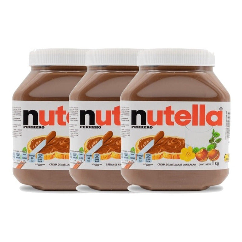 Crema De Avellana Con Cacao Ferrero Nutella 1 Kg 3piezas