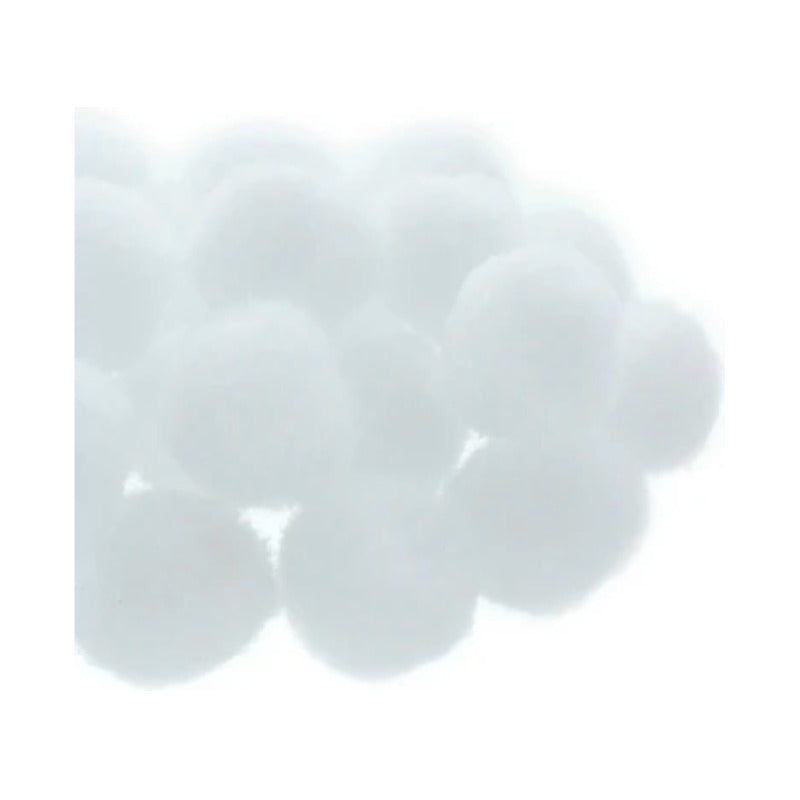 Mercería Pom Poms De 25mm Color Blanco 2 Paquetes De 100pz