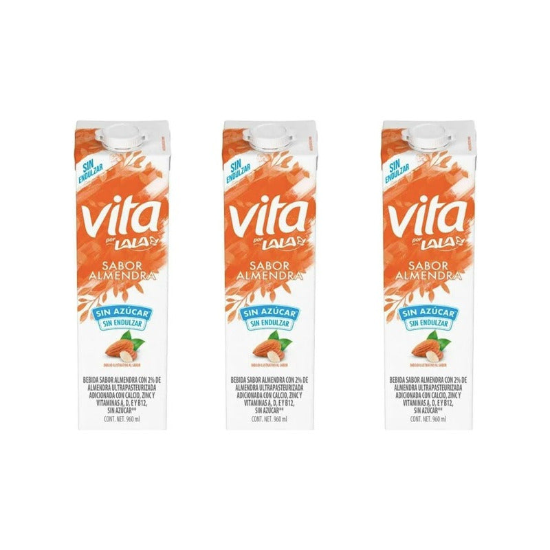 Bebida Lala Vita Sabor Almendra Sin Azúcar 12 Pzas De 960ml