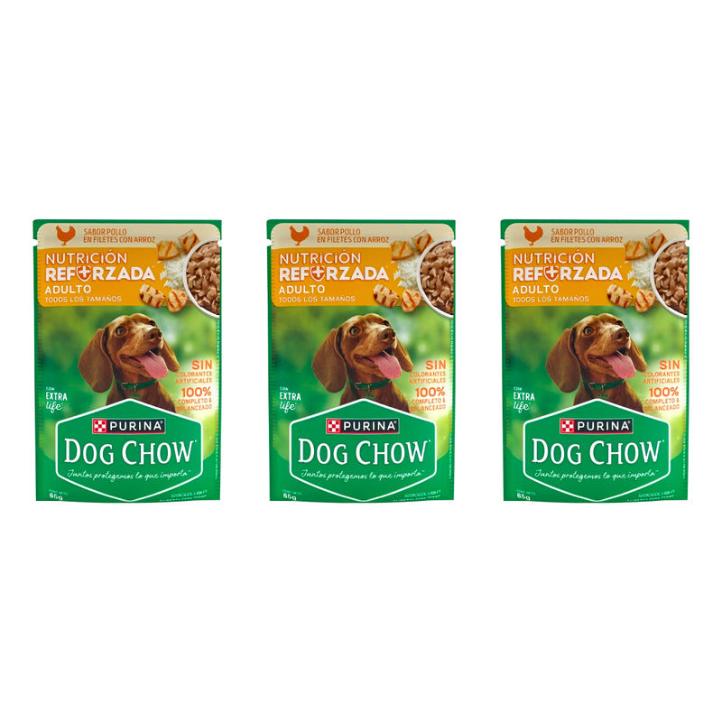 Alimento Para Perro Purina Dog Chow Pollo Y Arroz 3pz De 85g