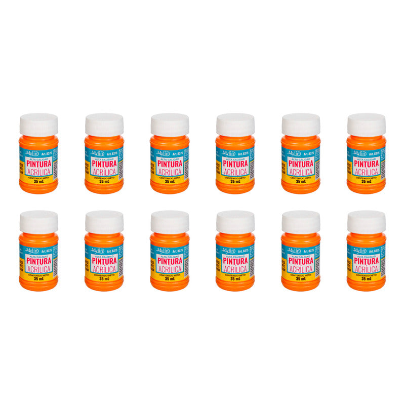 Pintura Acrílica Alta Calidad Color Mandarina 12 Pz De 35ml Mandarina