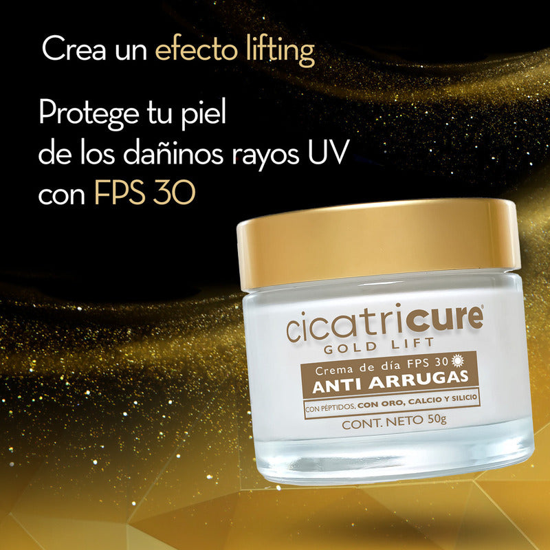 Cicatricure Gold Lift Crema De Día Antiarrugas Fps 30, Mejora Elasticidad Y Estimula Colágeno, Rostro Y Contorno, 50g Todo Tipo De Piel