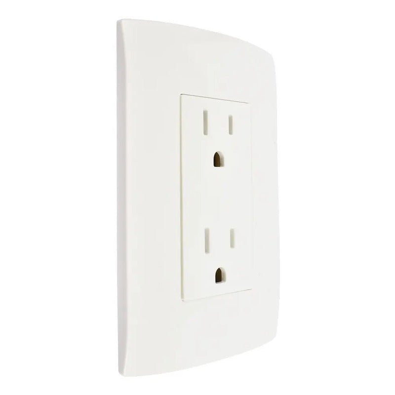 Toma De Corriente Dúplex Con Placa Blanca 15 A Color Blanco