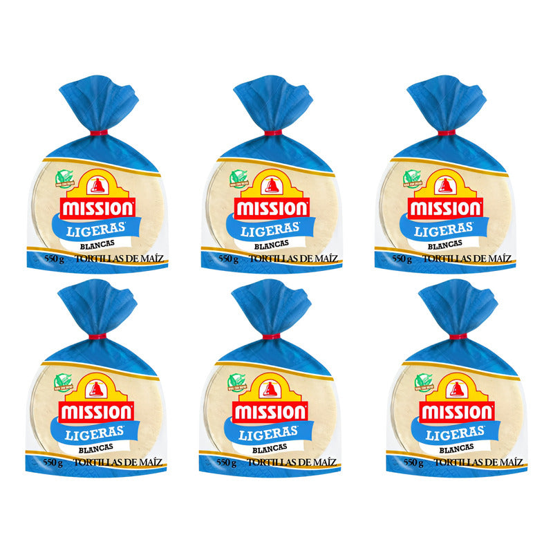 Tortillas De Maíz Blancas Mission Ligeras 6 Piezas De 550gr