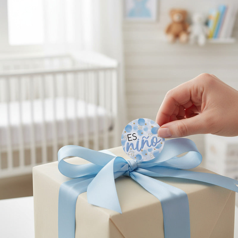 Tarjetas Para Baby Shower Es Niño De 3.5x3.5cm 24 Piezas Azul