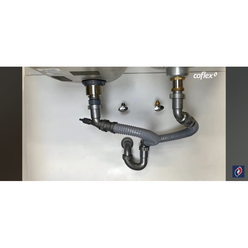 Trampa Céspol Flexible Para Fregadero De Dos Tarjas Coflex Tf-110 Gris