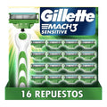 Rastrillo Gillette Mach3 Sensitive Aloe,  Sensible 16 Pzs