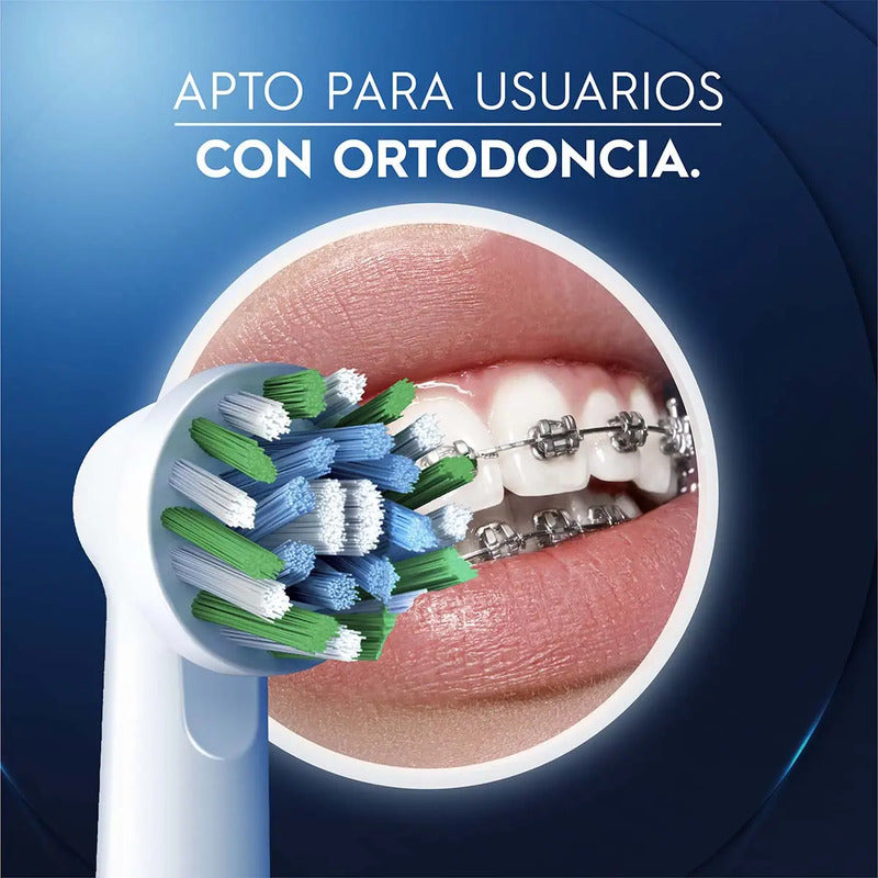 Cabezal Redondo De Repuesto Para Cepillo Eléctrico Oral-b Precision Clean, 4 Unidades Blanco/azul