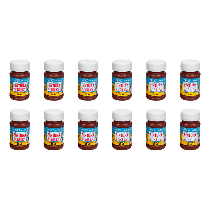 Pintura Acrílica Alta Calidad Color Cocoa 12 Pz De 35ml Cocoa