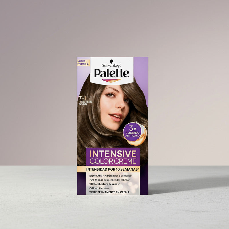 Tinte P/ Cabello Palette 7-1 Rubio Medio Cenizo 2 Pz De 50ml 7-1 Rubio Medio Cenizo