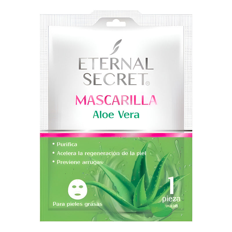 Mascarilla Facial Aloe Vera Eternal Secret 1pza Todo Tipo De Piel