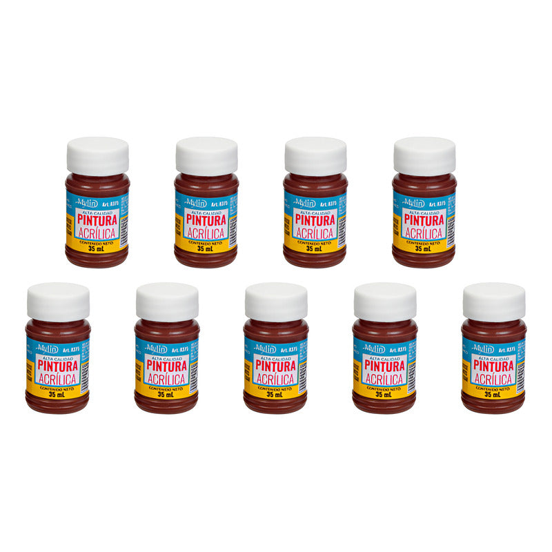 Pintura Acrílica Alta Calidad Color Cocoa 9 Pz De 35ml Cocoa