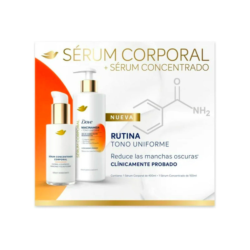 Dove Sérum Corporal Con Niacinamida, Hidratación Uniforme, 400 Ml + Concentrado 100 Ml Ligera