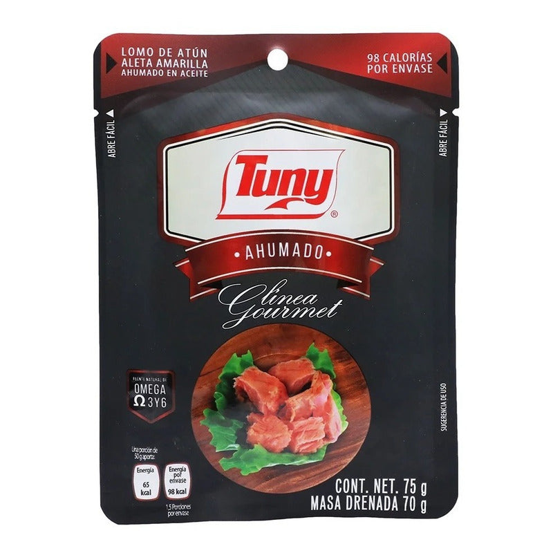 Pouch Atun Ahumado Linea Gourmet Tuny 75gr (8piezas)