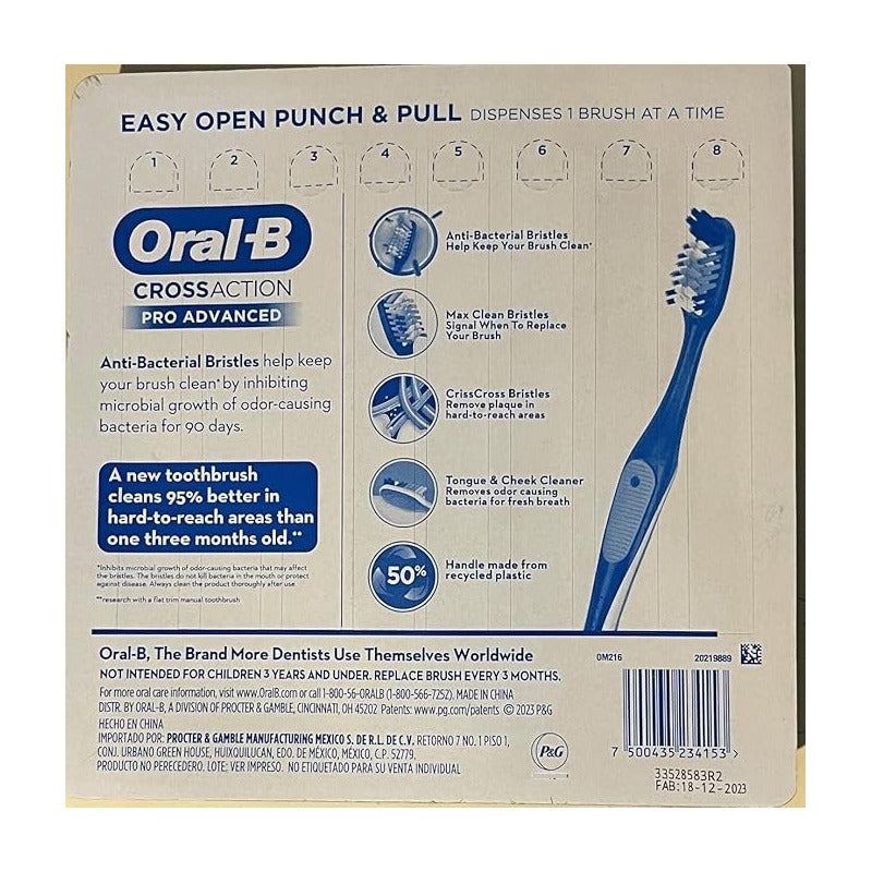 Cepillo Dental Oral- B Cross Action (8 Piezas) Negro