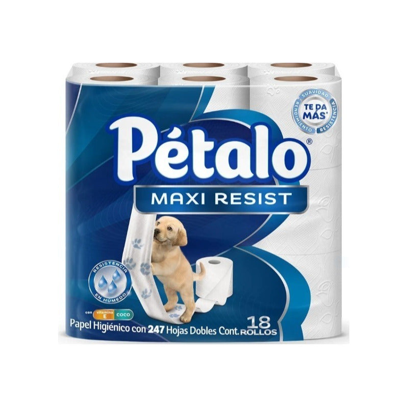 Papel Higiénico Pétalo Maxi Resist Con 18 Rollos 2 Paquetes