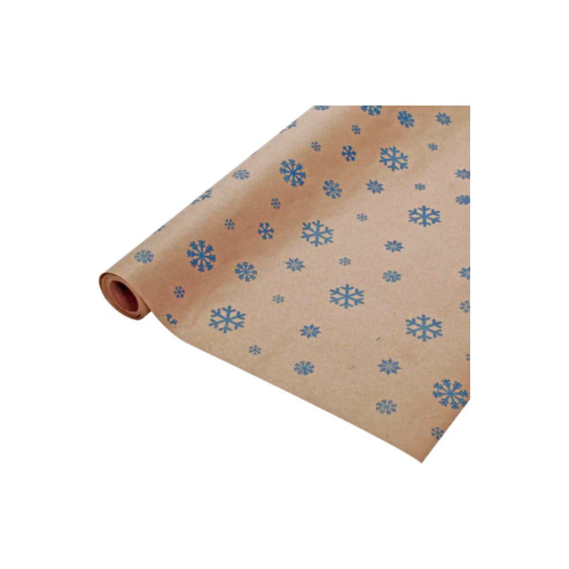 10 Rollos De Papel Kraft Diseño De Copo De Nieve D 65cm X 5m
