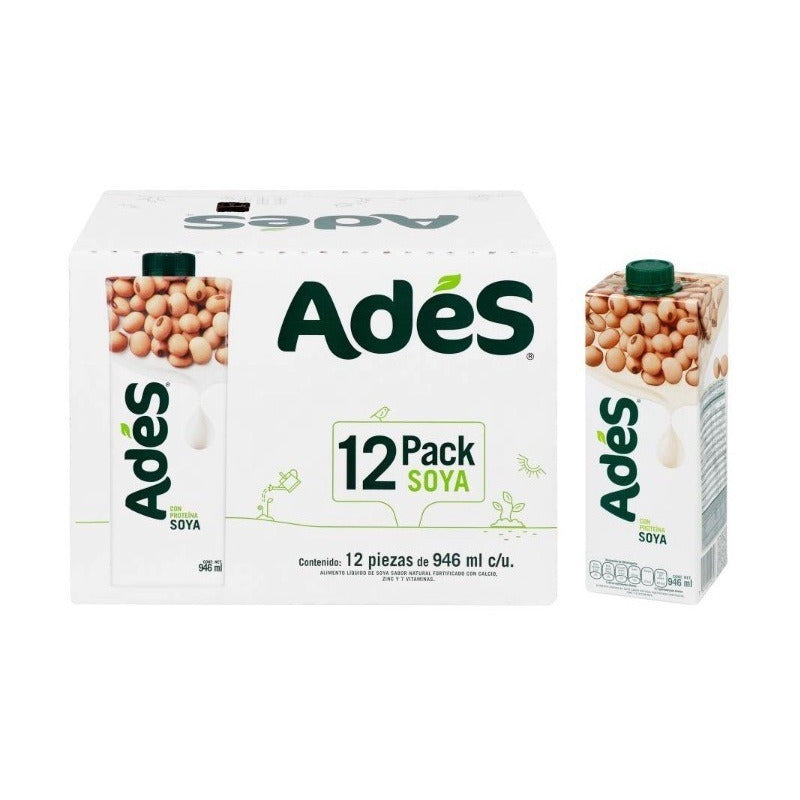 Bebida De Soya Ades 12 Pzas De 946ml