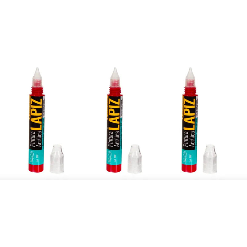 Pintura Acrílica En Lápiz Color Rojo Oscuro 3 Piezas De 30ml Rojo Oscuro