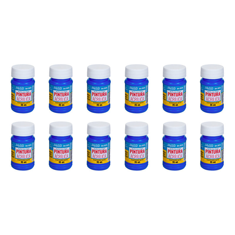 Pintura Acrílica Alta Calidad Color Azul Marino 12pz De 35ml Azul Marino