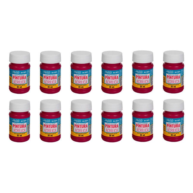 Pintura Acrílica Alta Calidad Color Vino 12 Pz De 35ml Vino