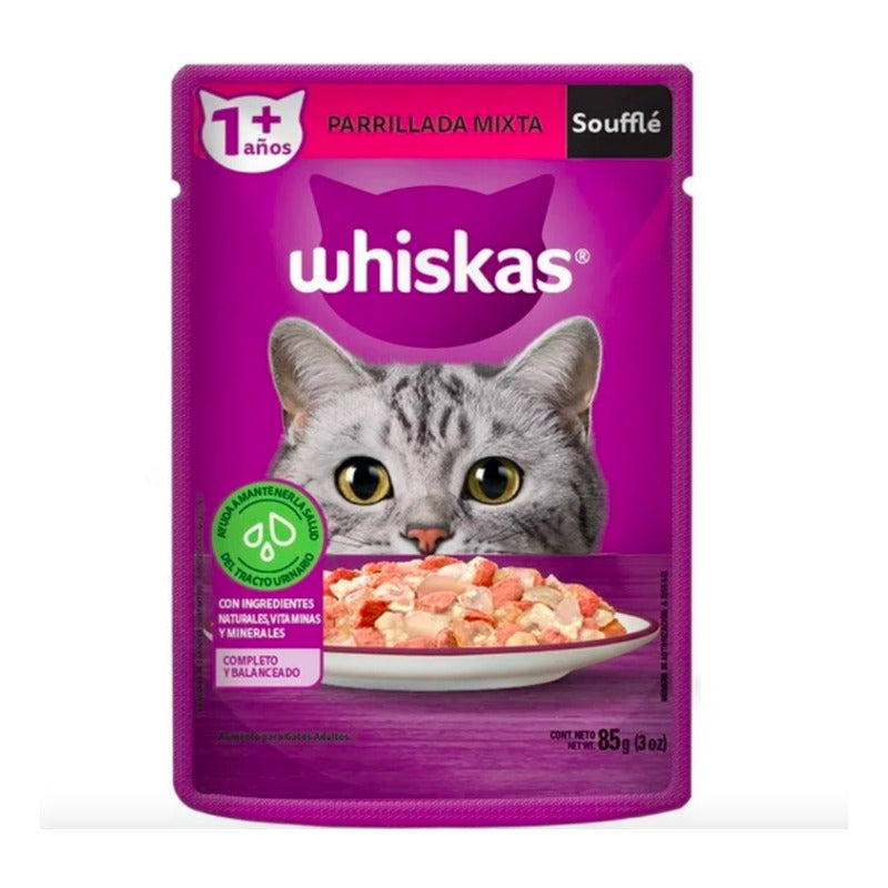 Alimento Whiskas Soufflé Parrillada Mixta 85gr (3 Sobres)