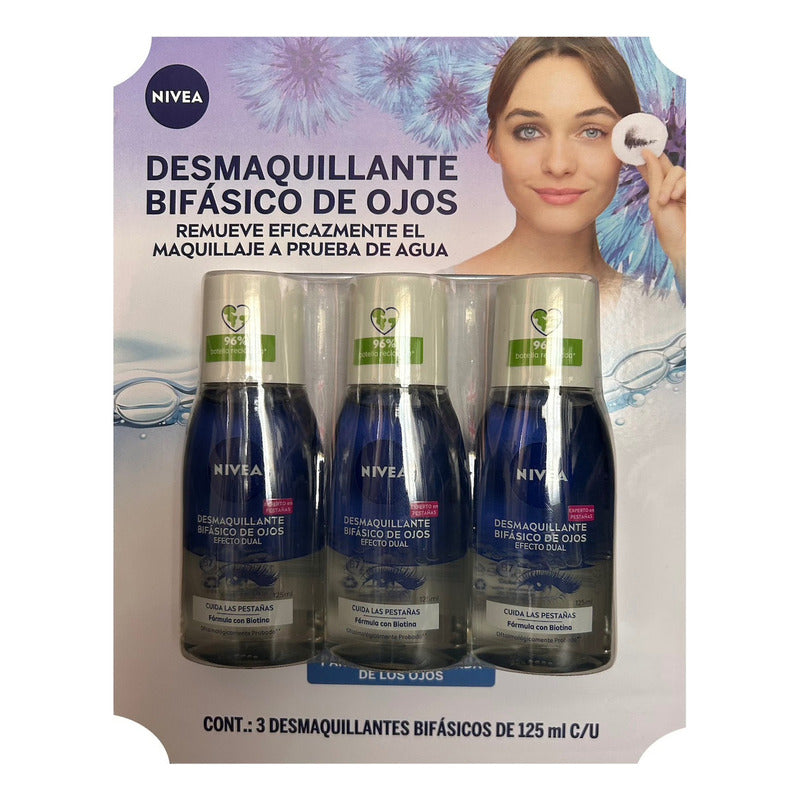 Nivea Desmaquillante Bifásico Rostro 3 Pzas De 125 Ml C/u