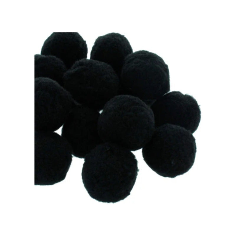 Mercería Pom Poms De 50mm Color Negro 2 Paquetes Con 30pz