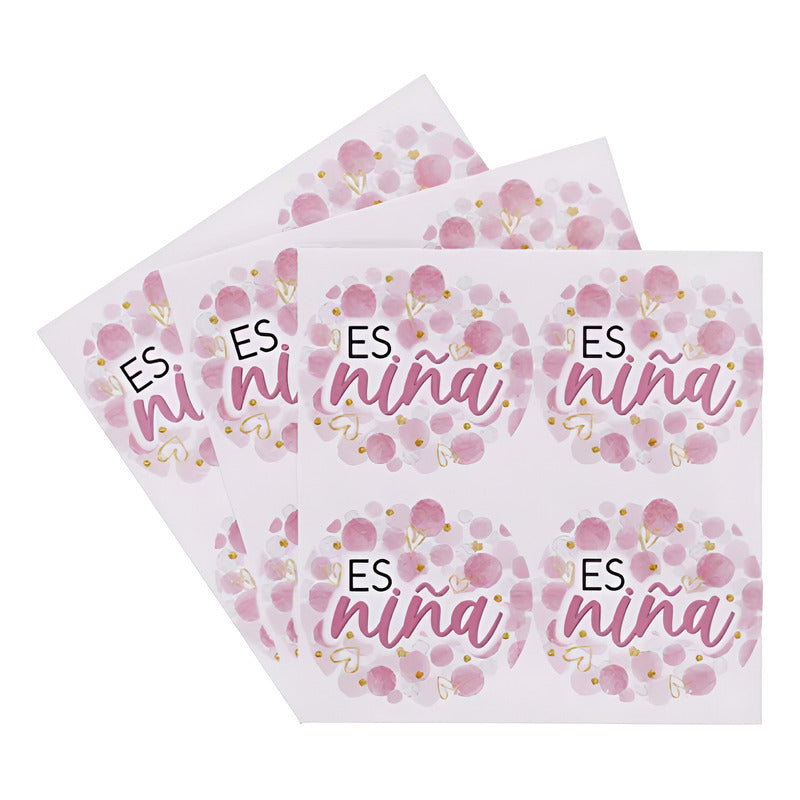 Etiqueta Rosa Para Baby Shower Es Niña De 4.5x4.5cm 48 Pz Rosa