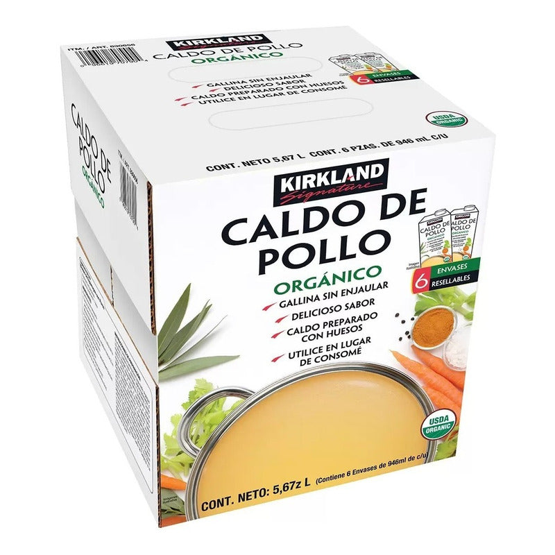 Kirkland Signature Caldo D Pollo Orgánico 6pz 946ml (1 Caja)