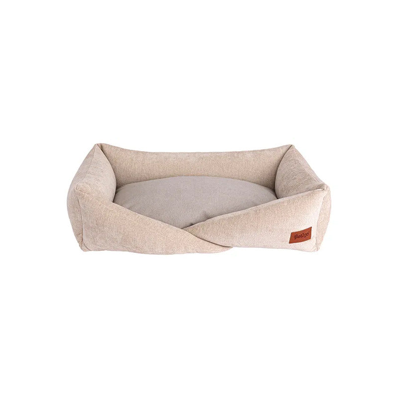 Cama Rectangular Entrada Baja Color Beige Para Perro, Chico Beige Rectangular