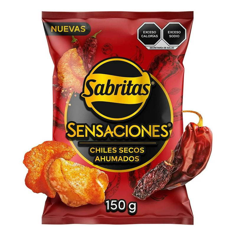 Papas Sabritas Sensaciones Chiles Secos Ahumados 150g (4paq)