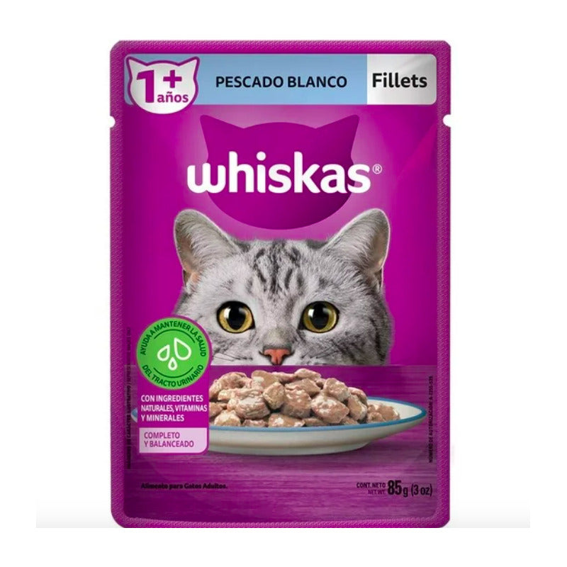 Alimento Whiskas Fillets Pescado Blanco 85gr (24 Sobres)
