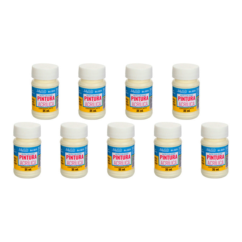 Pintura Acrílica Alta Calidad Color Crema 9 Pz De 35ml Crema
