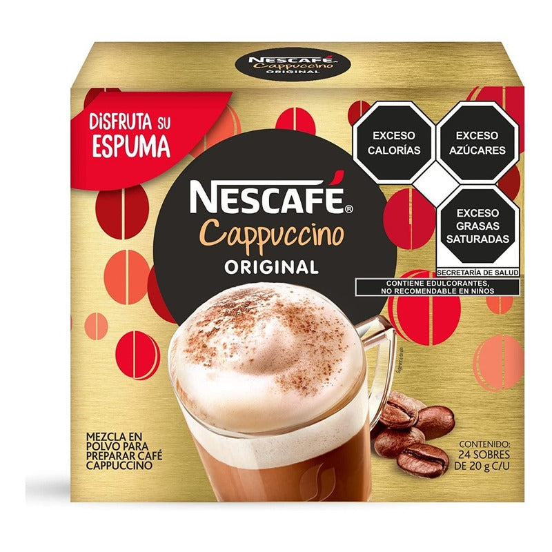 Polvo Café Nescafé Cappuccino  24 Sobres 20g C/u (2 Cajas)