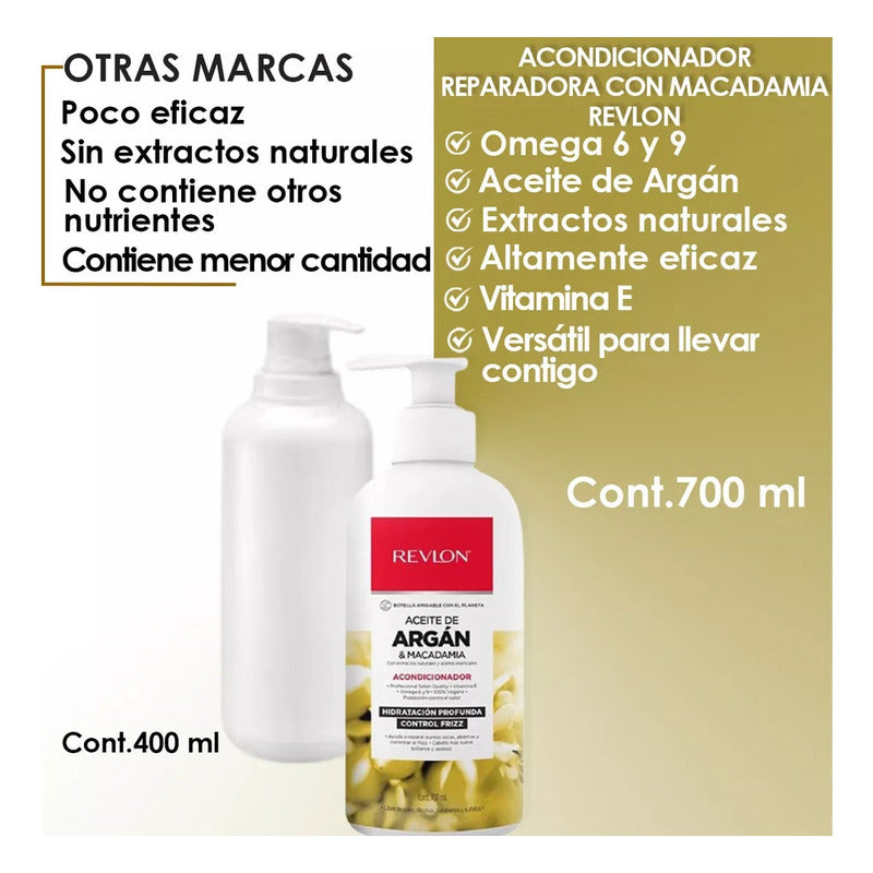 Acondicionador Revlon Aceite Argan & Macadamia 700ml (2pzs)