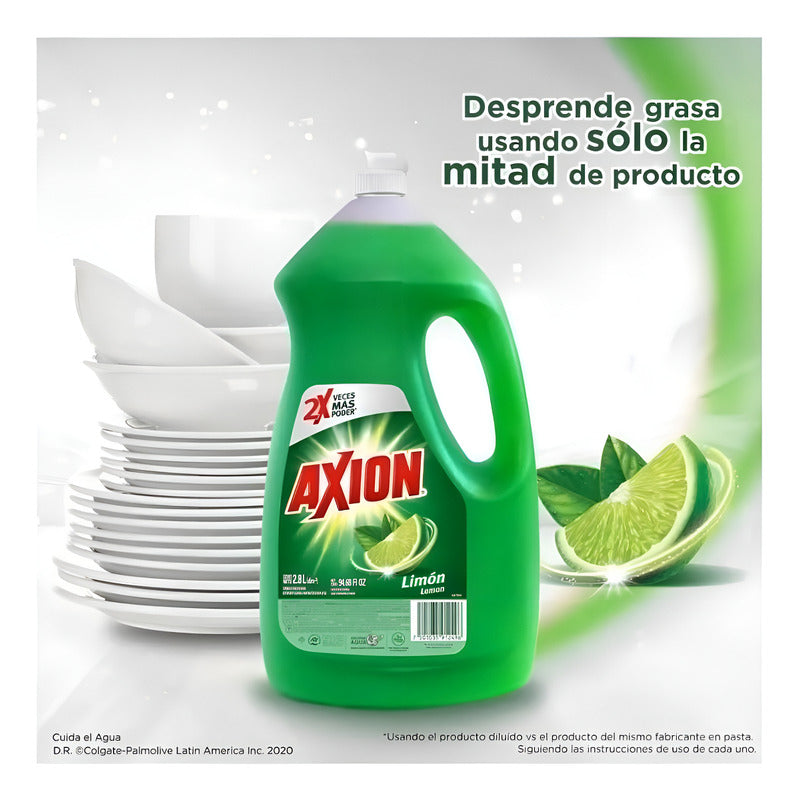 Lavatrastes Para Lavavajillas Axion Limón Líquido En Botella 2800 ml