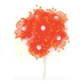 Ramito De 6 Rosas Con Perlas Color Naranja De 10cm 9 Pz Naranja