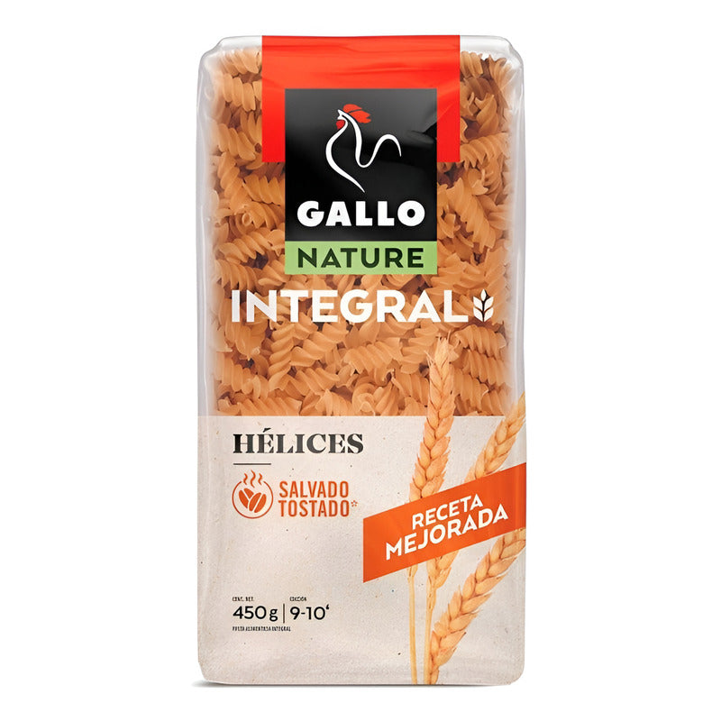 3 Pza Pasta Hélices Nature Integral 450 G