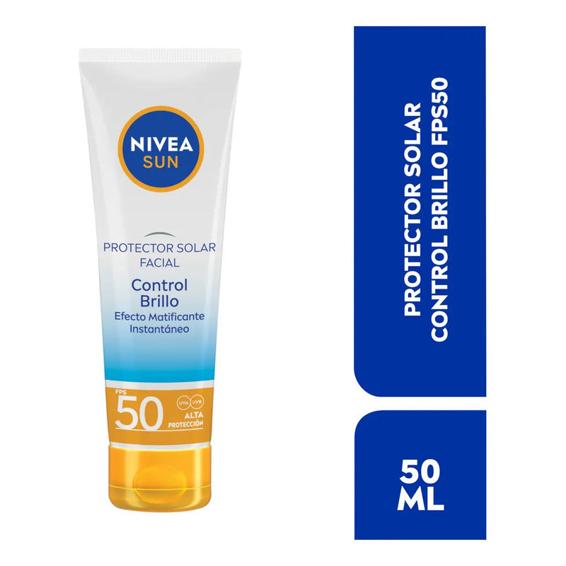 Nivea Protector Solar Control Brillo Sun Facial 50ml, Bloqueador Solar