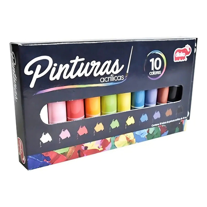 Kit De Pinturas Acrílicas Para Niños | Caja De 10 | Diako