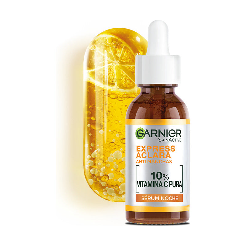 Garnier Express Aclara Sérum Noche Antimanchas Con Vitamina C Pura, 30ml Todo Tipo De Piel