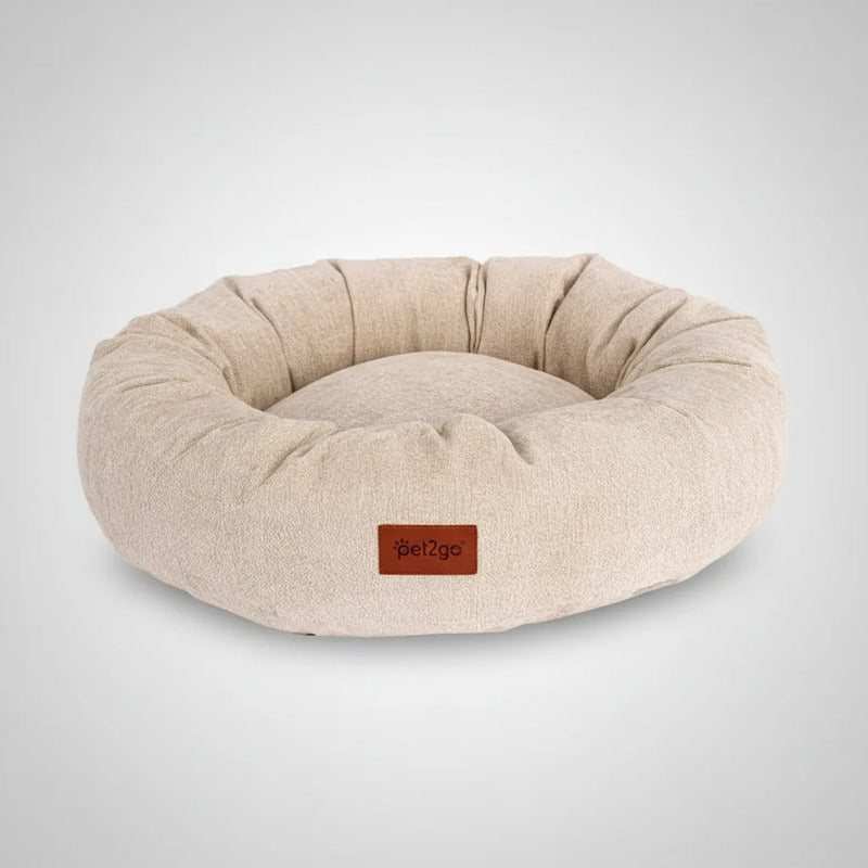 Cama Antiestrés Circular Con Bordes Altos Para Perro X-chico Beige Circular