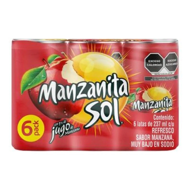 Refresco Manzanita Sol 6 Latas De 237 Ml C/u