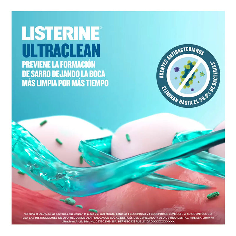 Listerine Enjuague Bucal Ultraclean 2 Piezas  De 1.5 L
