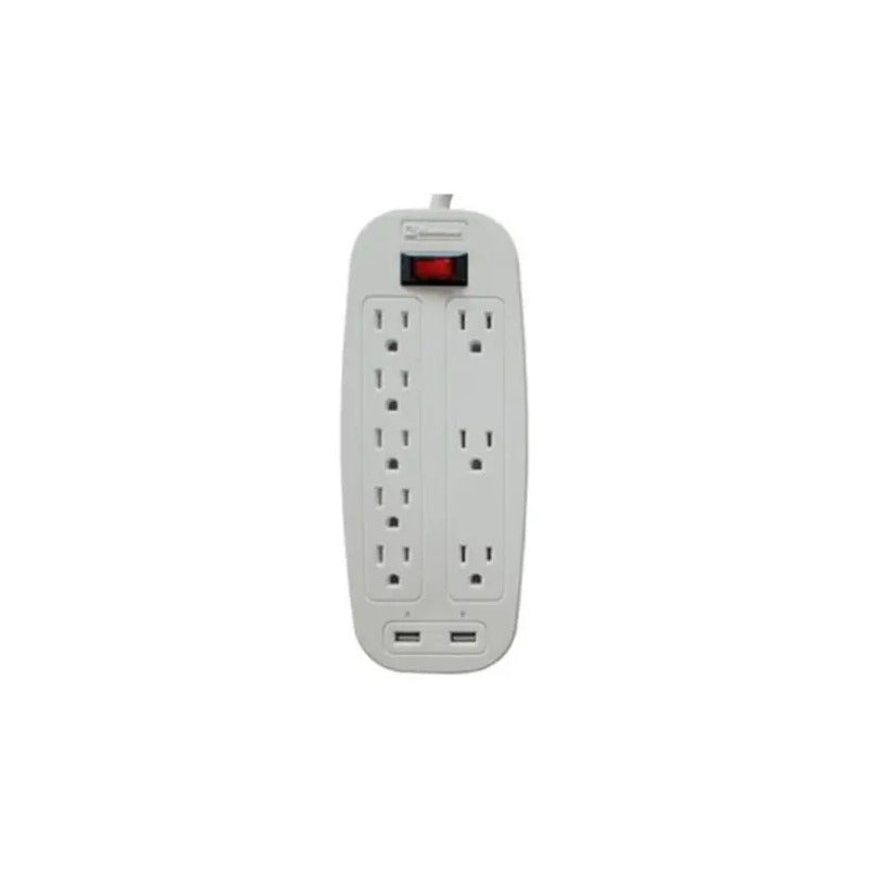 Multicontacto Supresor De Voltaje Koblenz Ss-2100 Usb, 8 Tomas Y 2 Puertos Usb En Gris