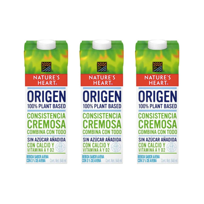 Bebida Nature's Heart Origen Sabor Avena 3 Piezas De 946ml